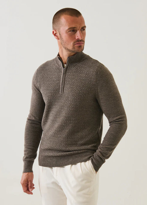PATRICK ASSARAF MERINO TEXTURED QUATER ZIP