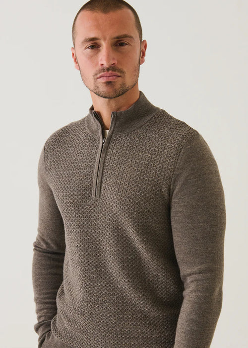 PATRICK ASSARAF MERINO TEXTURED QUATER ZIP