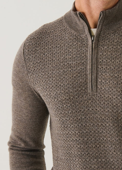 PATRICK ASSARAF MERINO TEXTURED QUATER ZIP