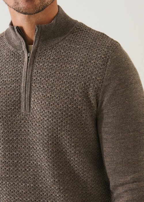 PATRICK ASSARAF MERINO TEXTURED QUATER ZIP