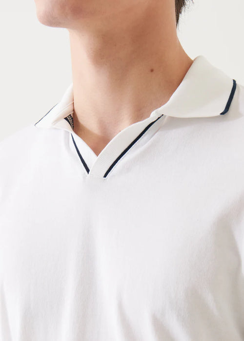PATRICK ASSARAF PIMA COTTON TIPPED OPEN POLO