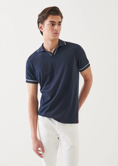 PATRICK ASSARAF PIMA COTTON TIPPED OPEN POLO