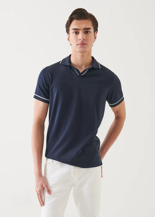PATRICK ASSARAF PIMA COTTON TIPPED OPEN POLO