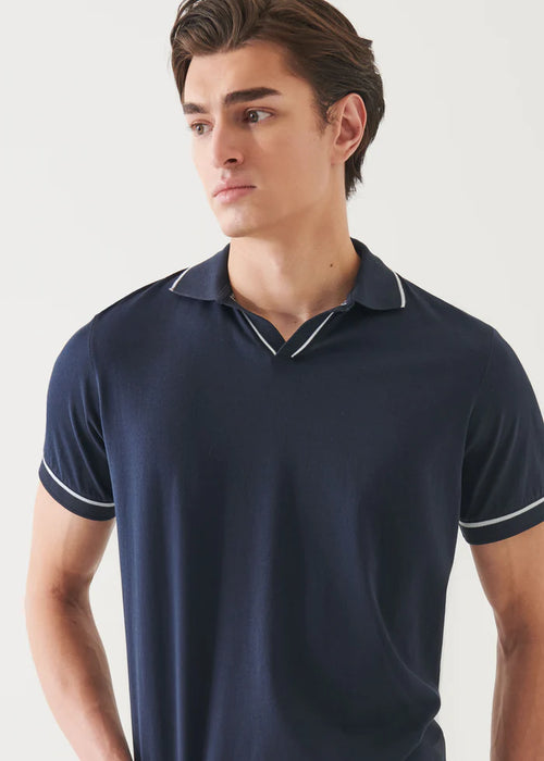 PATRICK ASSARAF PIMA COTTON TIPPED OPEN POLO