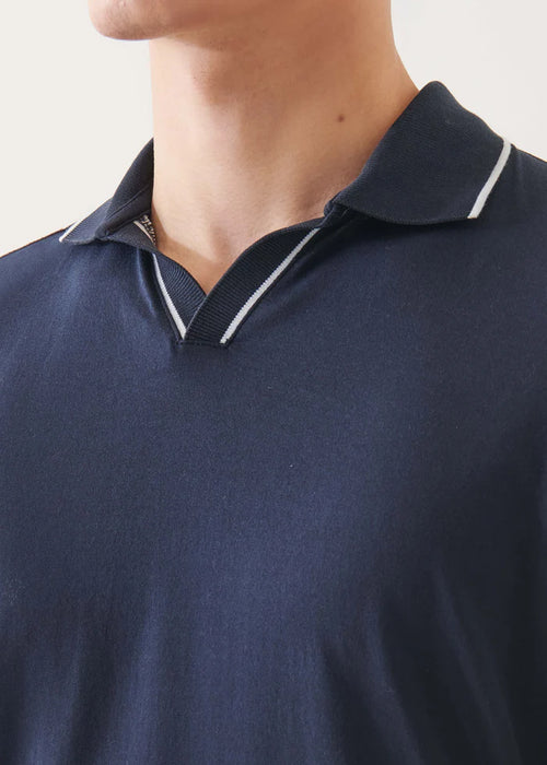 PATRICK ASSARAF PIMA COTTON TIPPED OPEN POLO