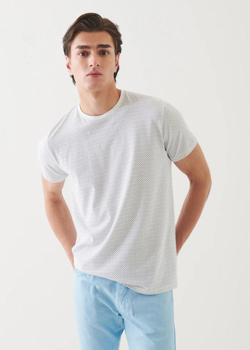 PATRICK ASSARAF PIMA COTTON STRETCH PRINTED CREWNECK