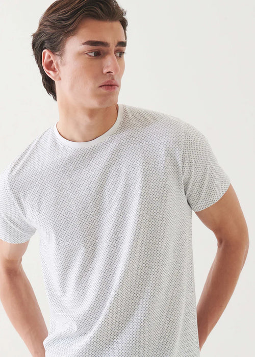 PATRICK ASSARAF PIMA COTTON STRETCH PRINTED CREWNECK