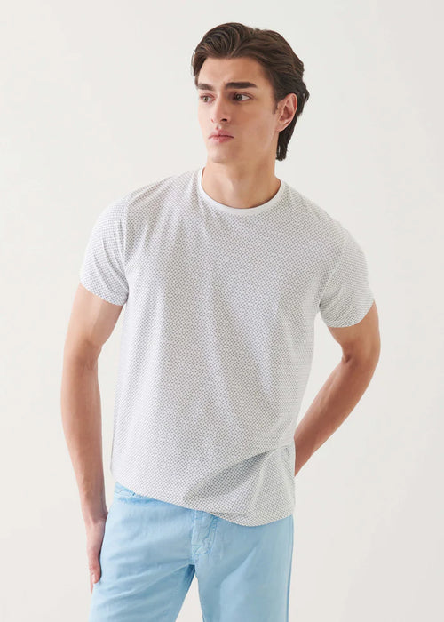 PATRICK ASSARAF PIMA COTTON STRETCH PRINTED CREWNECK