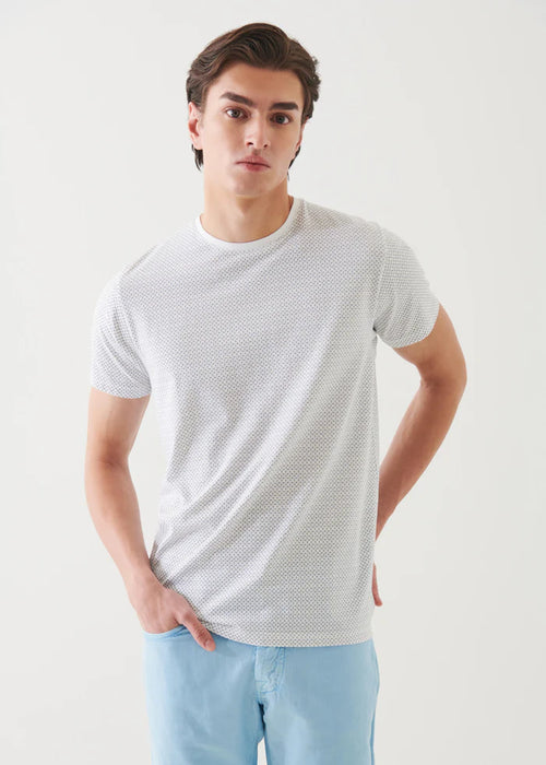 PATRICK ASSARAF PIMA COTTON STRETCH PRINTED CREWNECK