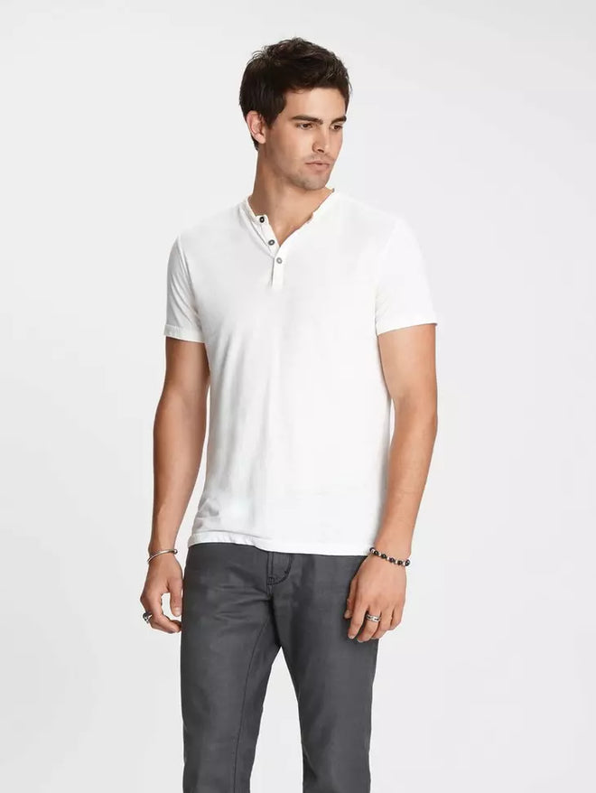 JOHN VARVATOS S/S HENLEY BURNOUT