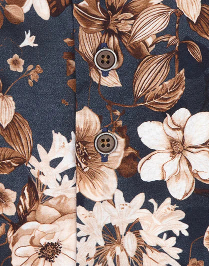 R2 AMSTERDAM FLORAL PRINT STRETCH SHIRT