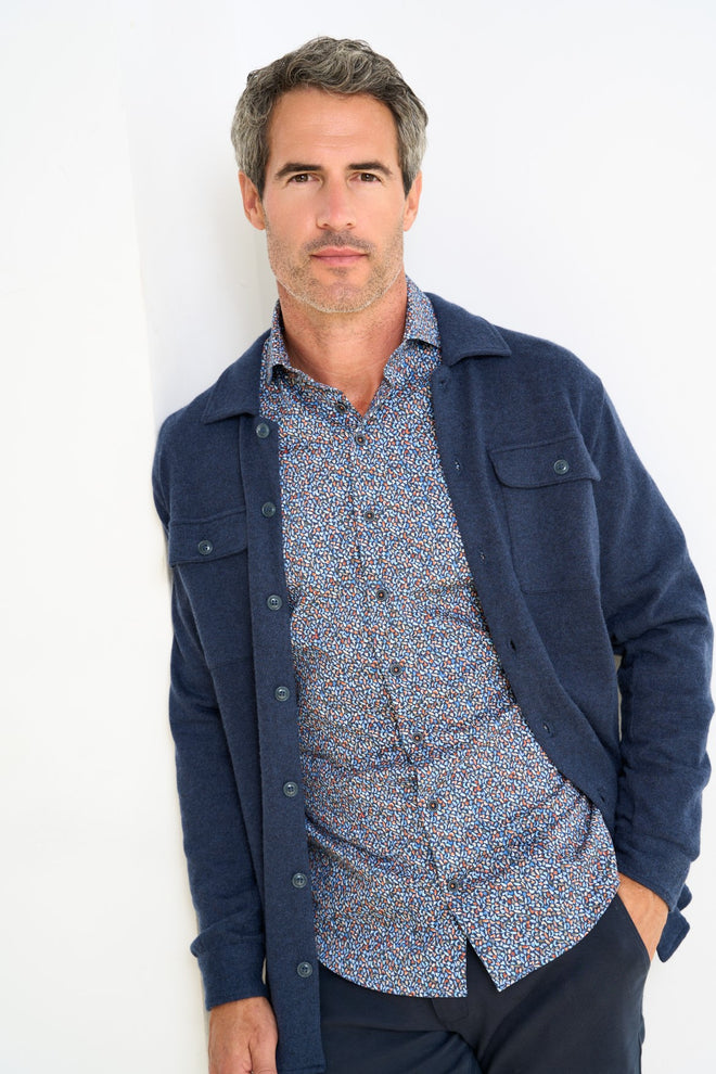 R2 AMSTERDAM WOOL BLEND KNITTED OVERSHIRT