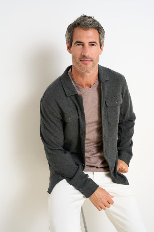 R2 AMSTERDAM WOOL BLEND KNITTED OVERSHIRT