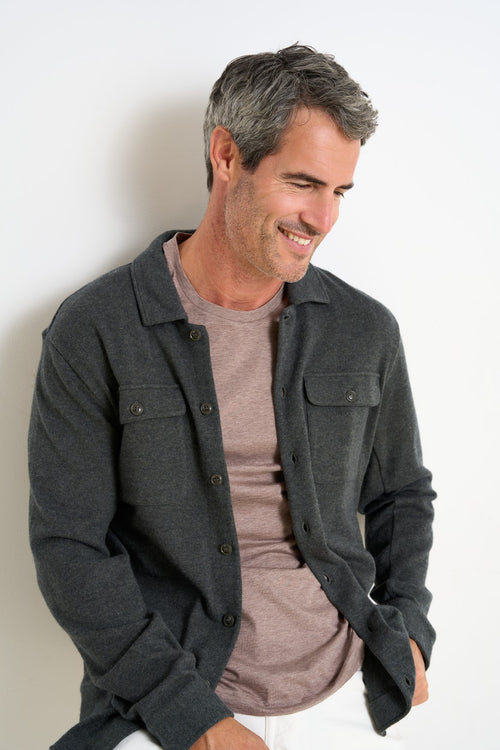 R2 AMSTERDAM WOOL BLEND KNITTED OVERSHIRT