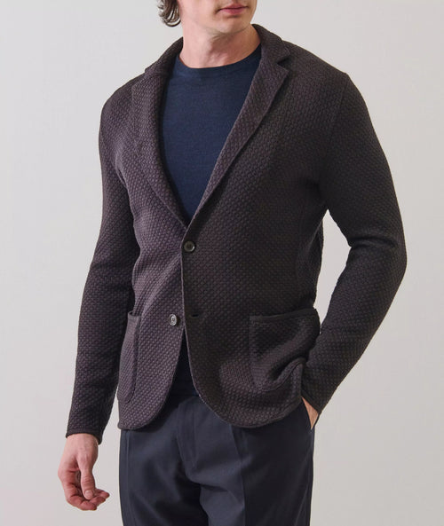 Patrick Assaraf Bubble Stitch 2 Button Knit Blazer