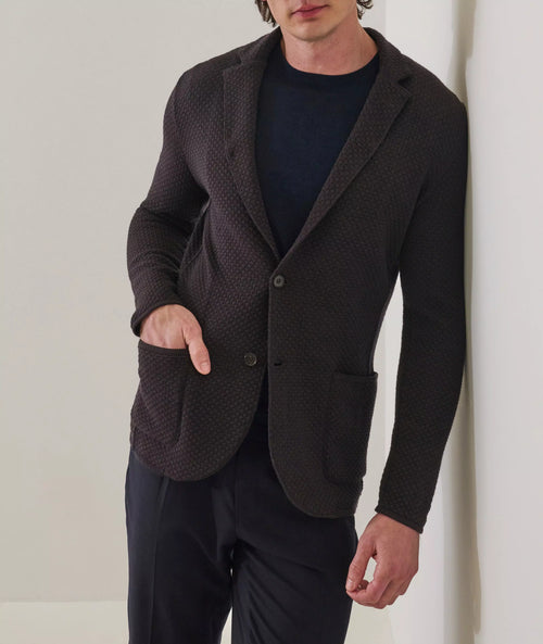 Patrick Assaraf Bubble Stitch 2 Button Knit Blazer