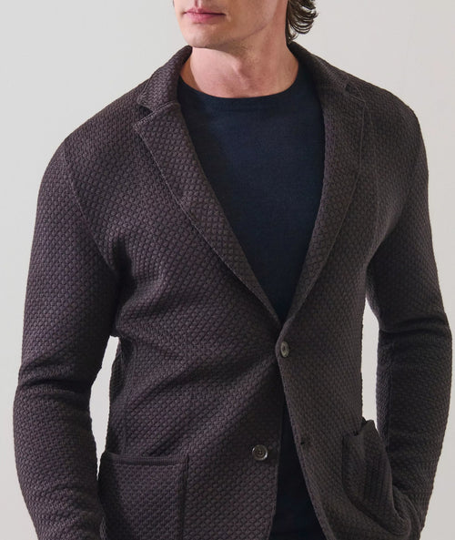 Patrick Assaraf Bubble Stitch 2 Button Knit Blazer