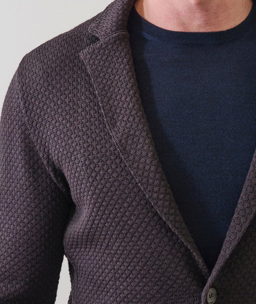 Patrick Assaraf Bubble Stitch 2 Button Knit Blazer