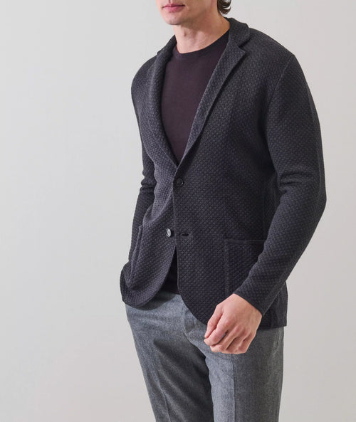 Patrick Assaraf Bubble Stitch 2 Button Knit Blazer