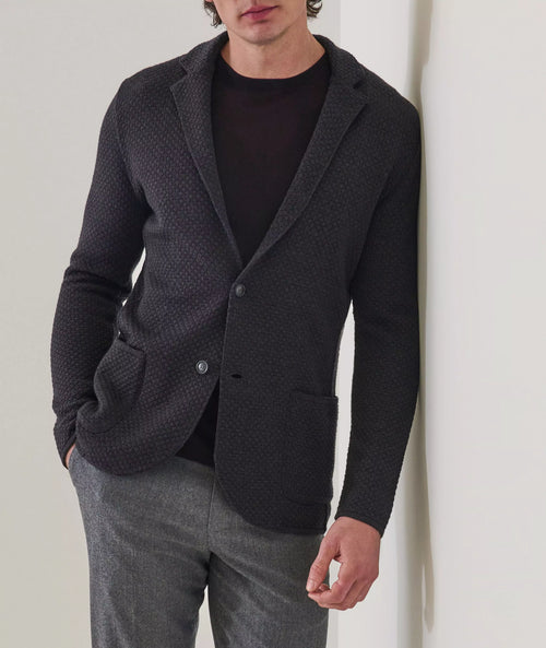 Patrick Assaraf Bubble Stitch 2 Button Knit Blazer