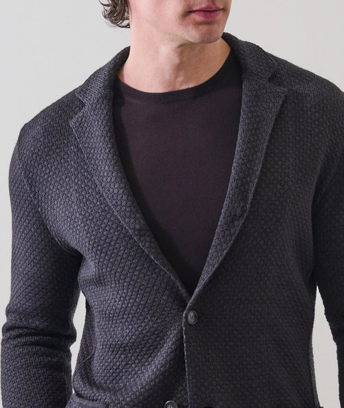Patrick Assaraf Bubble Stitch 2 Button Knit Blazer