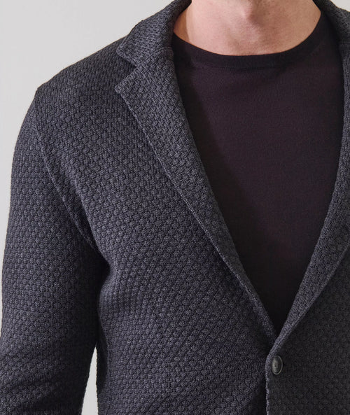 Patrick Assaraf Bubble Stitch 2 Button Knit Blazer