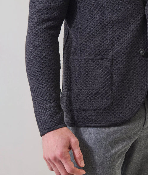 Patrick Assaraf Bubble Stitch 2 Button Knit Blazer