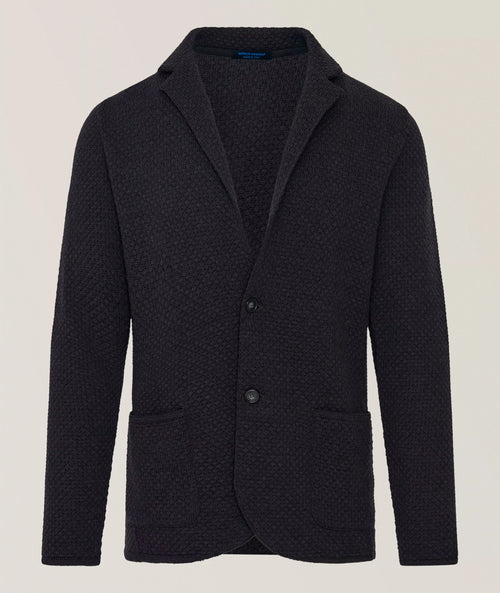 Patrick Assaraf Bubble Stitch 2 Button Knit Blazer