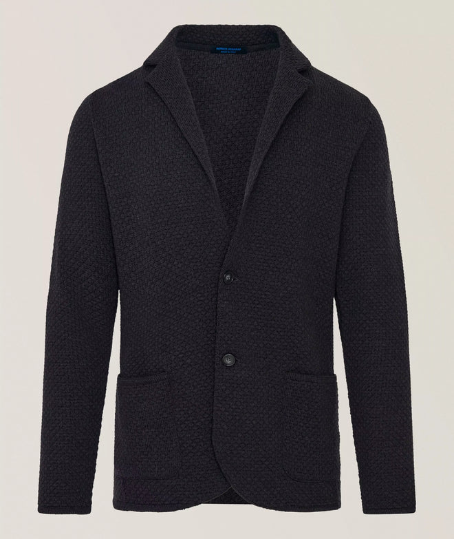 Patrick Assaraf Bubble Stitch 2 Button Knit Blazer