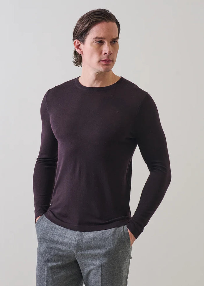 Patrick Assaraf Long Sleeves Extra Fine Merino Crewneck Sweater