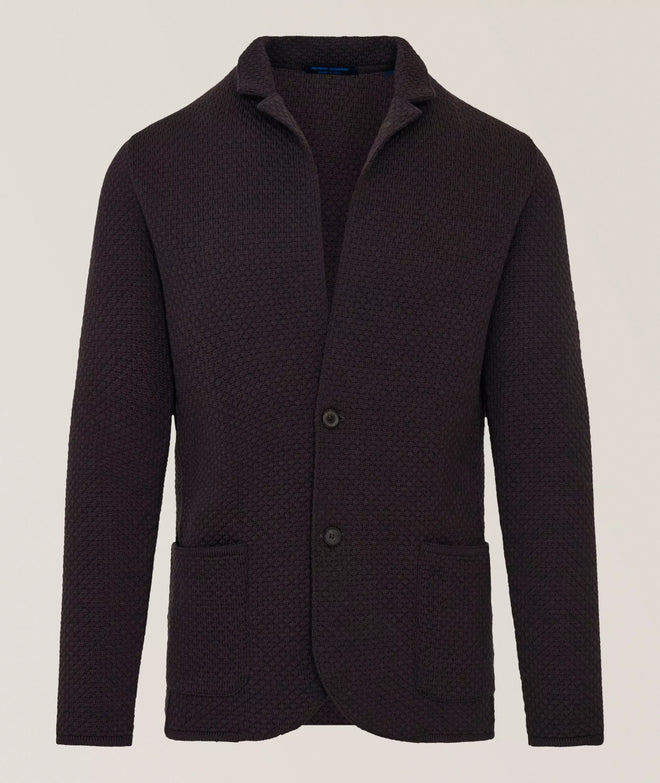 Patrick Assaraf Bubble Stitch 2 Button Knit Blazer