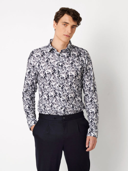 Desoto LS Dress Shirt - Greyish Flowers
