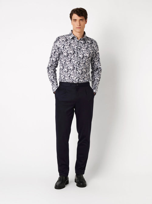 Desoto LS Dress Shirt - Greyish Flowers