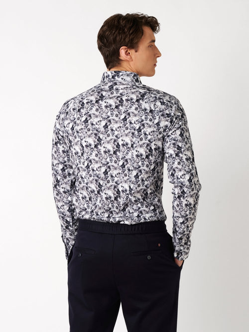 Desoto LS Dress Shirt - Greyish Flowers