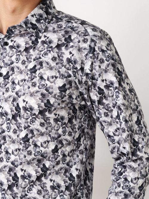 Desoto LS Dress Shirt - Greyish Flowers