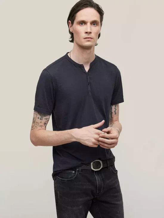 JOHN VARVATOS S/S HENLEY BURNOUT