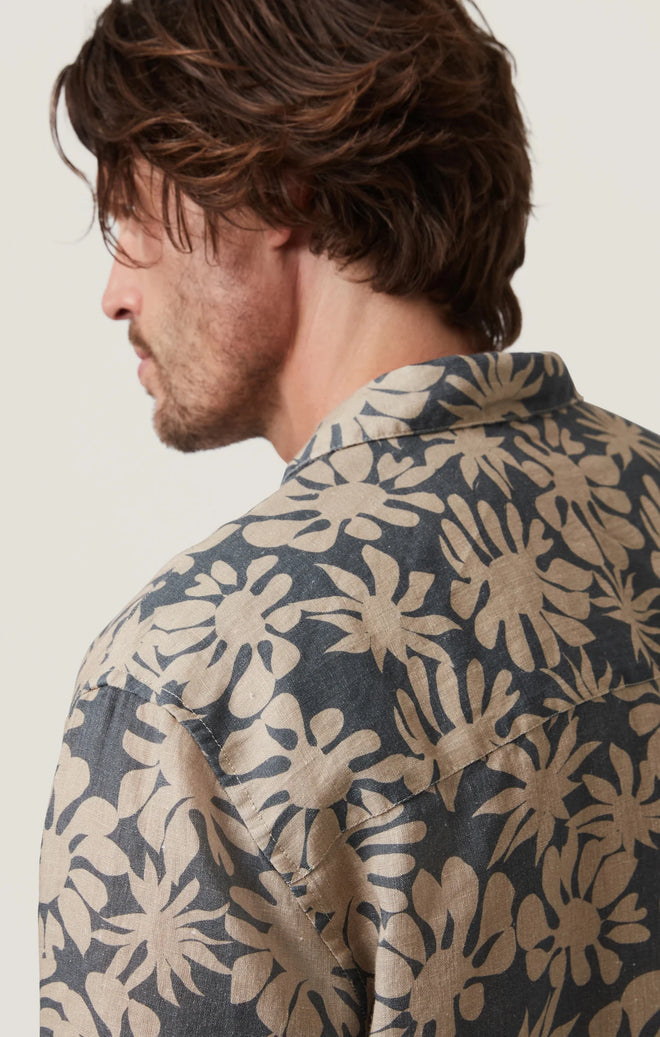 34 HERITAGE BLOOM LINEN SHORT SLEEVE SHIRT IN TWINE