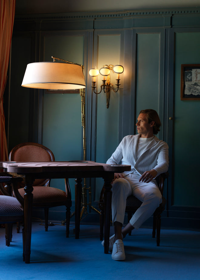 Patrick Assaraf Herringbone Cotton Knit Blazer