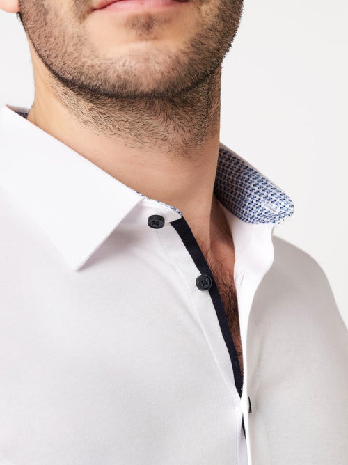 Desoto Kent Collar Solid Short Sleeve Shirt - Black & White