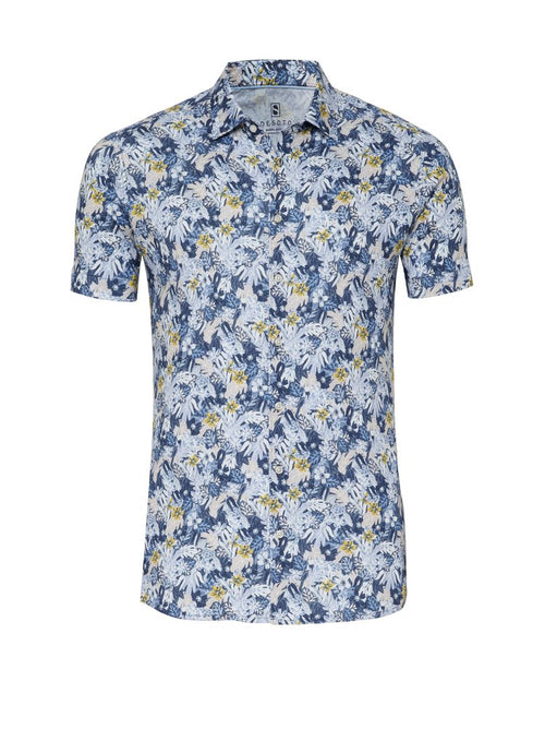 Desoto Kent Collar Floral Short Sleeve Shirt - Baby Blue