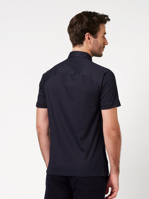 Desoto Kent Collar Solid Short Sleeve Shirt - Navy