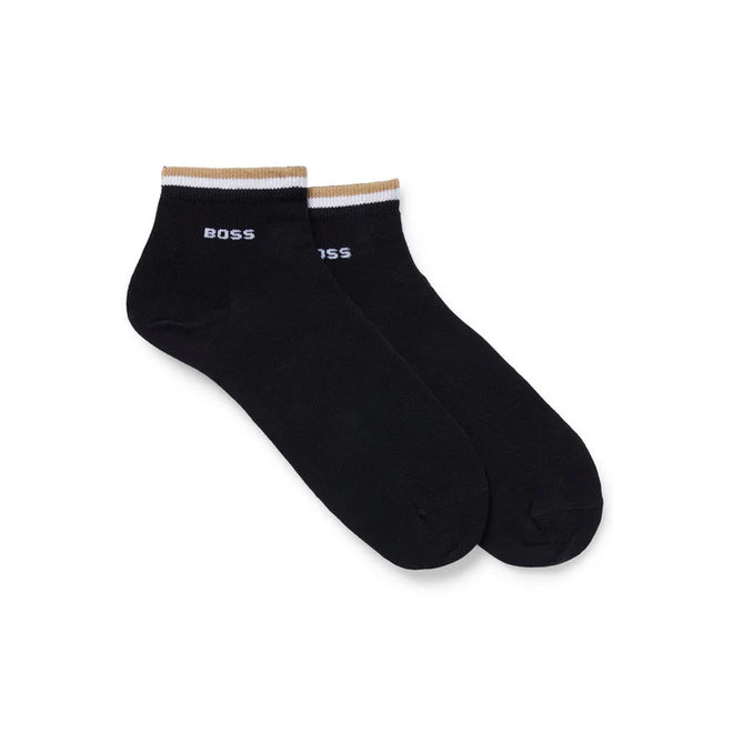 Boss Two-pack of short socks with signature-stripe cuffs