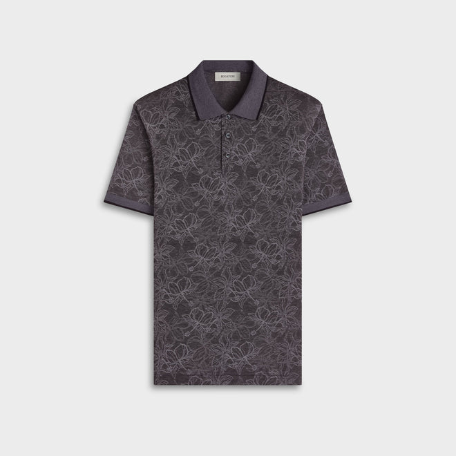 Bugatchi Performance Floral Three-Button Polo