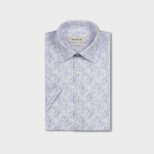 Bugatchi Miles OoohCotton® Leaf Print Short-Sleeve Shirt