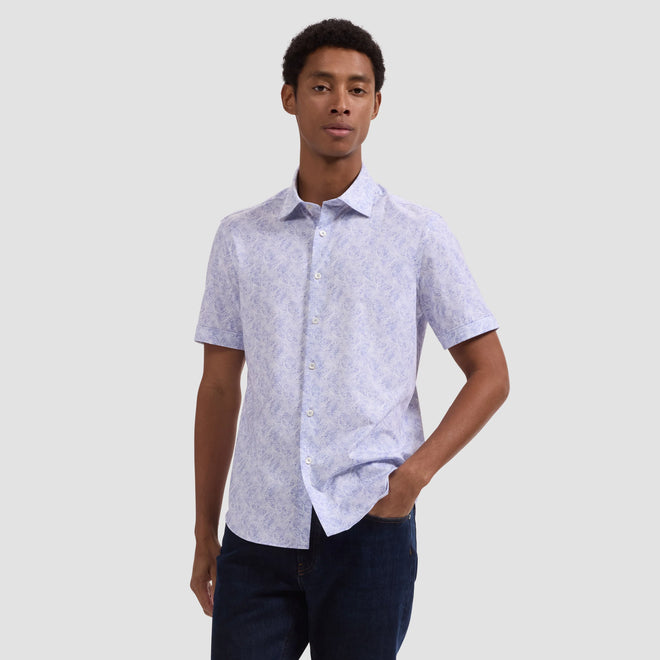 Bugatchi Miles OoohCotton® Leaf Print Short-Sleeve Shirt
