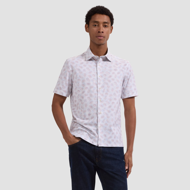 Bugatchi Milo OoohCotton® Leaf Print Short-Sleeve Shirt
