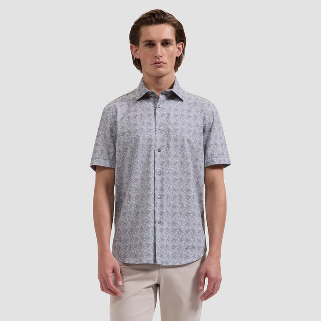 Bugatchi Miles OoohCotton® Leaf Print Short-Sleeve Shirt