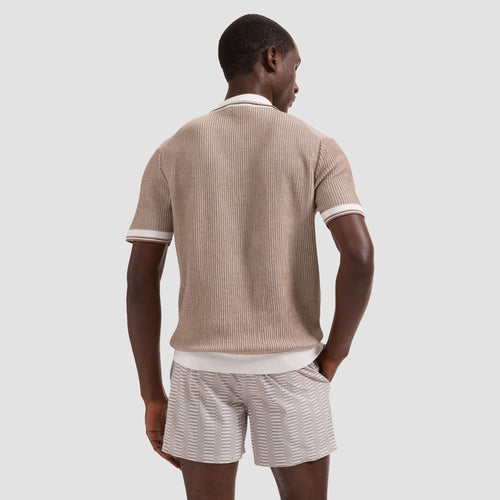 Bugatchi Ottoman Rib Quarter Zip Short-Sleeve Polo Sweater