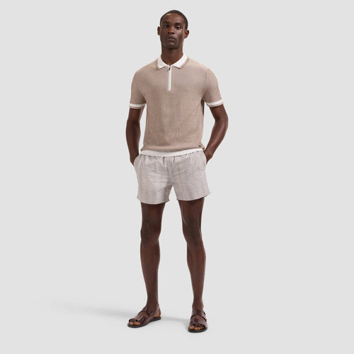 Bugatchi Ottoman Rib Quarter Zip Short-Sleeve Polo Sweater