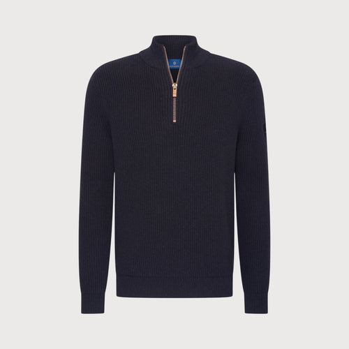 Blue Industry Quarter-Zip Sweater